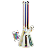 14" Space Party Beaker Water Pipe with LED Light, Slitted Percolator, for Dry Herbs - Front View