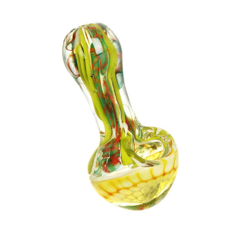 Space Shroom Inside Out Spoon Pipe, 3.5" Borosilicate Glass, Front View on White Background