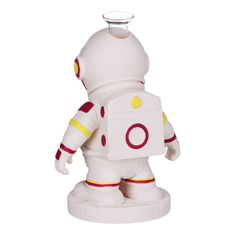White vinyl exterior Spaceman novelty water pipe with removable diffuser downstem and straight mouthpiece