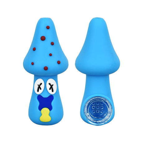 Eyce Spacey Facey Mushroom Silicone Hand Pipe, 3", Front and Top View