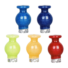 Variety of Sparkle Flecked Matrix Ball Carb Caps, 28mm Borosilicate Glass, Front View
