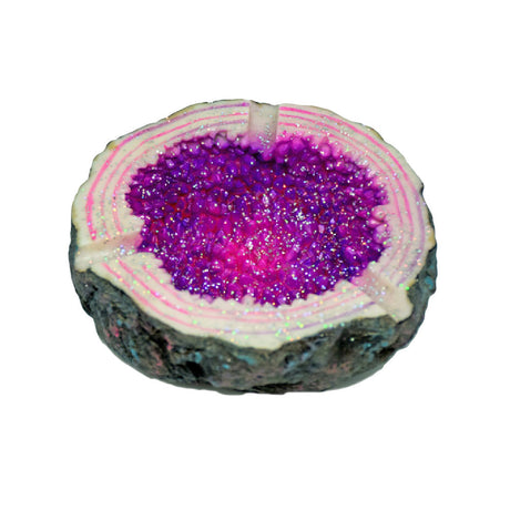 Sparkling Geode Ashtray in Purple, Polyresin Material, 4.5" Diameter - Top View