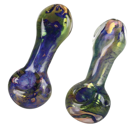 Spattered Fumed Hand Pipe with Color Changing Borosilicate Glass, 4" Size, Heavy Wall