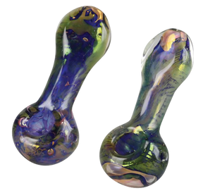 Spattered Fumed Hand Pipe with Color Changing Borosilicate Glass, 4" Size, Heavy Wall