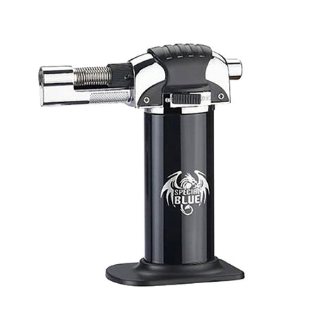 Special Blue Black Panther Butane Torch, compact design, 4.5" tall, ideal for dab rigs