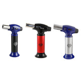 Special Blue Butane Torches - Inferno 6.25" in blue, red, and silver - Front View