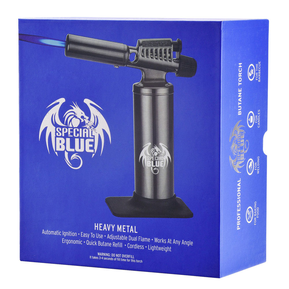Special Blue Heavy Metal Butane Torch, Compact and Portable, on Blue Background