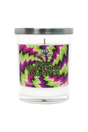Special Blue OG Kush Odor Eliminator Candle, 14.8 oz with Psychedelic Design, Front View