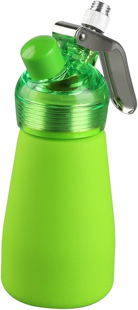 Special Blue Suede Series Cream Dispenser in vibrant green with steel lever, portable design