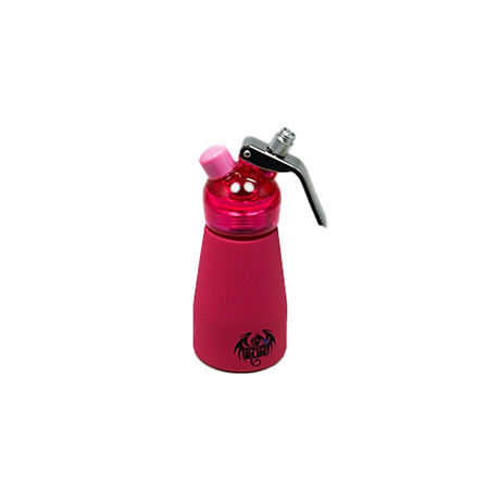 Special Blue Suede Series Pink Aluminum Dispenser with Plastic Head, front view on white background