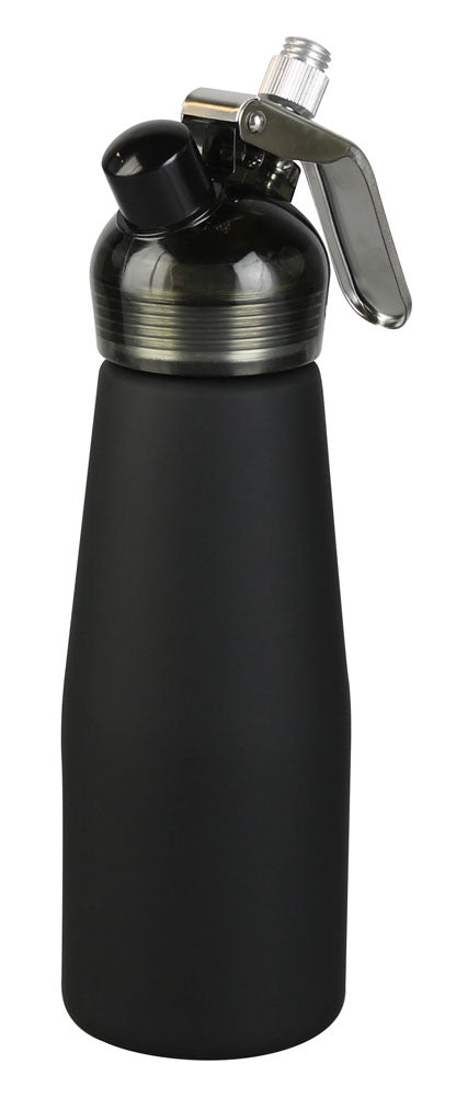 Special Blue Suede Series 1 Pint Cream Dispenser in Black with Steel Accents - Front View