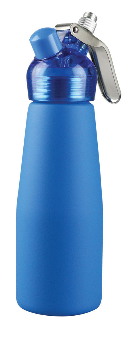 Special Blue Suede Series 1 Pint Cream Dispenser in Blue with Durable Rubber Coating