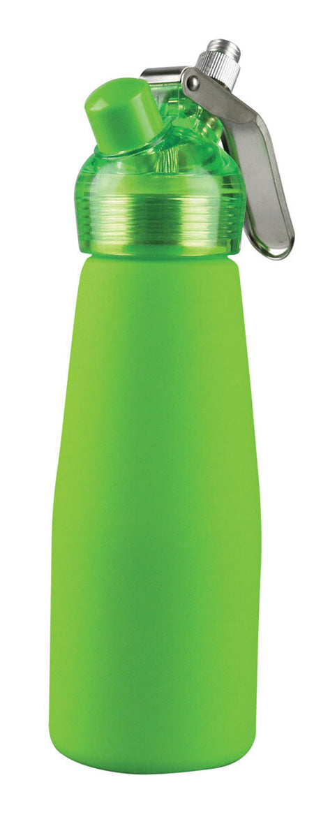Special Blue Suede Series 1 Pint Cream Dispenser in Green with Steel Top and Rubber Grip