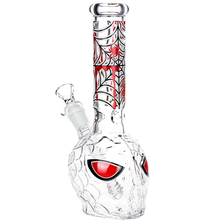 Spider Dude borosilicate bong measuring 9.75 inches tall, a fun novelty piece for dry herb, sold as 3