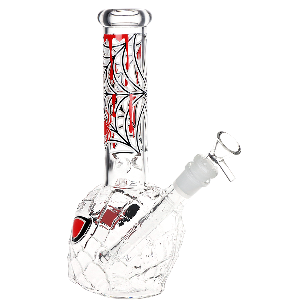 Glow in the dark glass bong bundle of three with diffuser downstem and 14mm male herb slide with handle