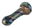 Spiral Fumed Dicro Glass Hand Pipe, 3.75" Borosilicate, for Dry Herbs - Angled View