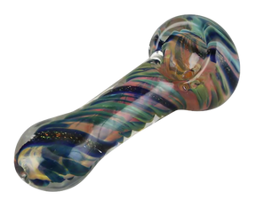 Spiral Fumed Dicro Glass Hand Pipe, 3.75" Borosilicate, for Dry Herbs - Angled View