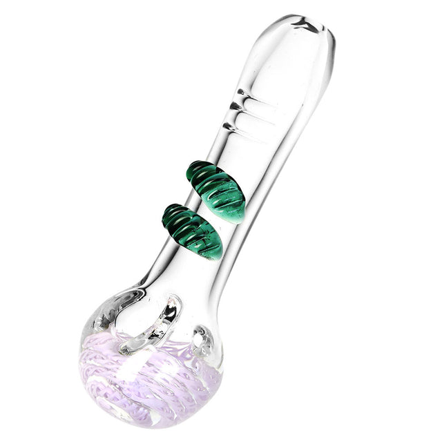 Spiral Gyre Glass Spoon Pipe, 5.25" Borosilicate, Portable Design, Front View