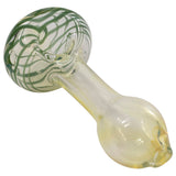 LA Pipes Spiral-Head Color Changing Glass Spoon Pipe, 3.5" Length, Side View on White