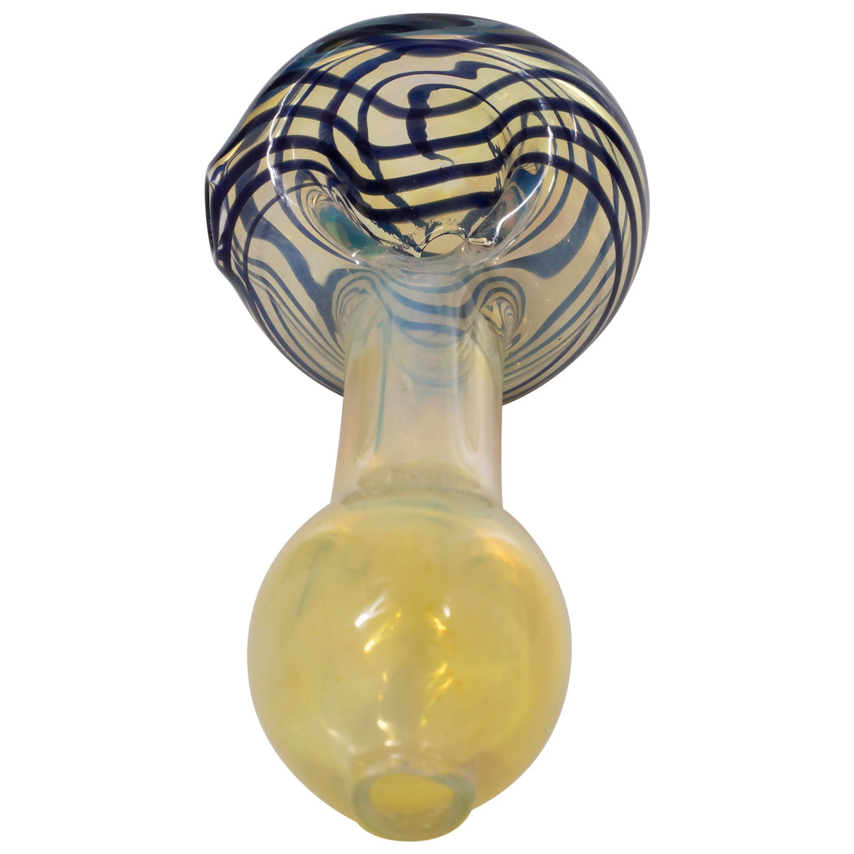 LA Pipes Spiral-Head Color Changing Glass Spoon Pipe, Fumed Design, Front View