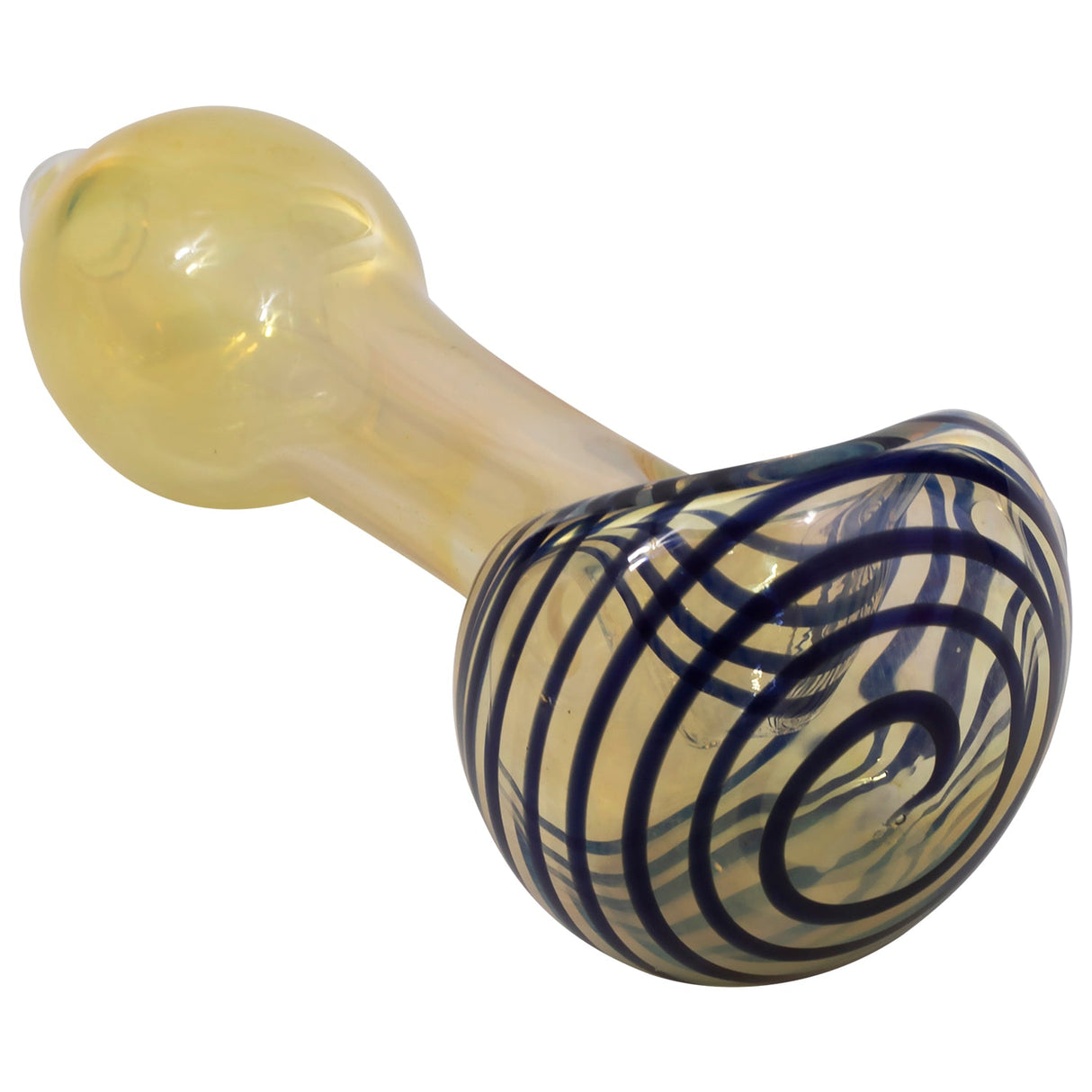 LA Pipes Spiral-Head Color Changing Glass Spoon Pipe, 3.5" Length, Side View