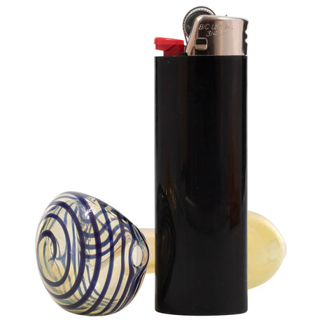 LA Pipes Spiral-Head Color Changing Glass Spoon Pipe with Lighter, Side View