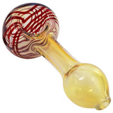 LA Pipes Spiral-Head Color Changing Glass Spoon Pipe, Fumed Finish, 3.5" Length, Side View