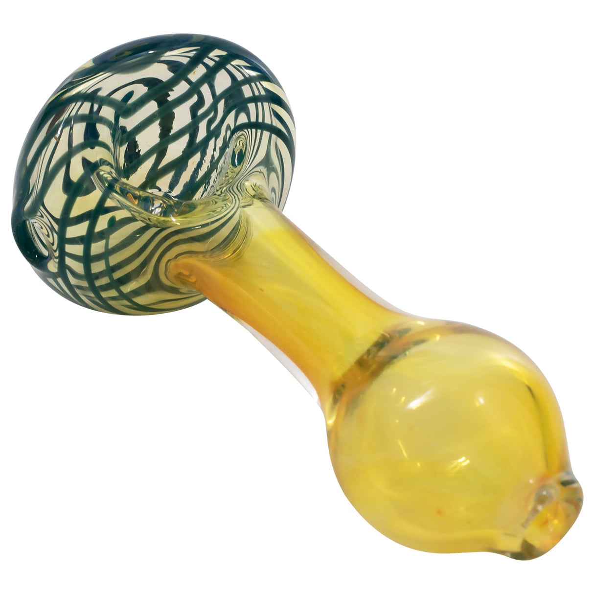 LA Pipes Spiral-Head Color Changing Glass Spoon Pipe, Teal Variant, 3.5" Length, USA Made