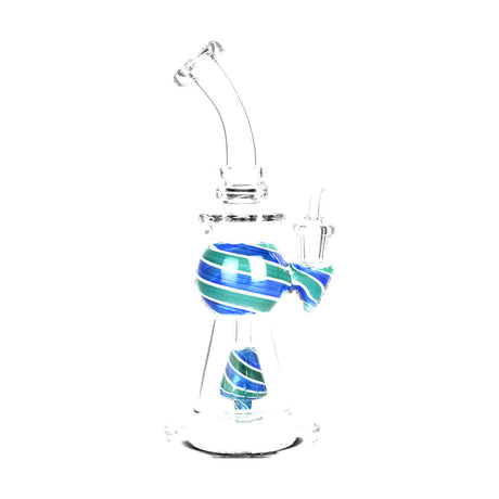 Spiral Stripe Bauble Glass Rig with 90 Degree Joint for Concentrates, Front and Angle View