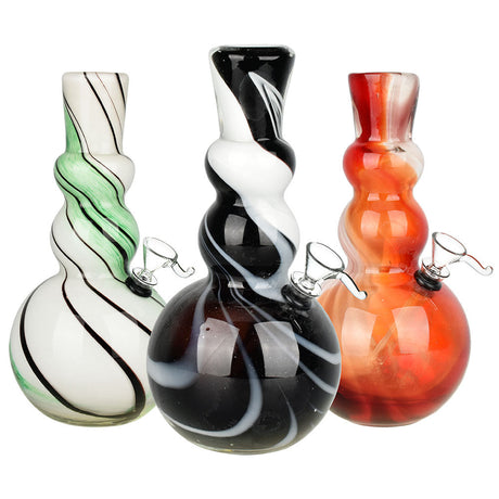 Bright Idea Spiral Stripe Soft Glass Water Pipes - 9.5" with Grommet Joint for Dry Herbs
