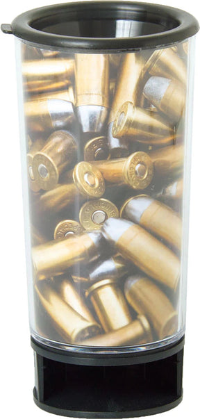 Spit Bud Spittoon in black, front view, with a can cutter feature and bullet shell design