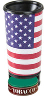 Spit Bud Spittoon with Can Cutter, US Flag design, front view on white background