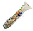 Colorful Splatter Frit Glass Chillum Taster Pipe, 3.25" Borosilicate, Angled View