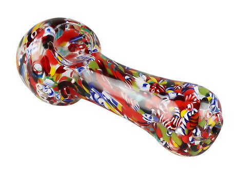 Colorful Splatter Frit Glass Hand Pipe, 4.5", Borosilicate, Top View