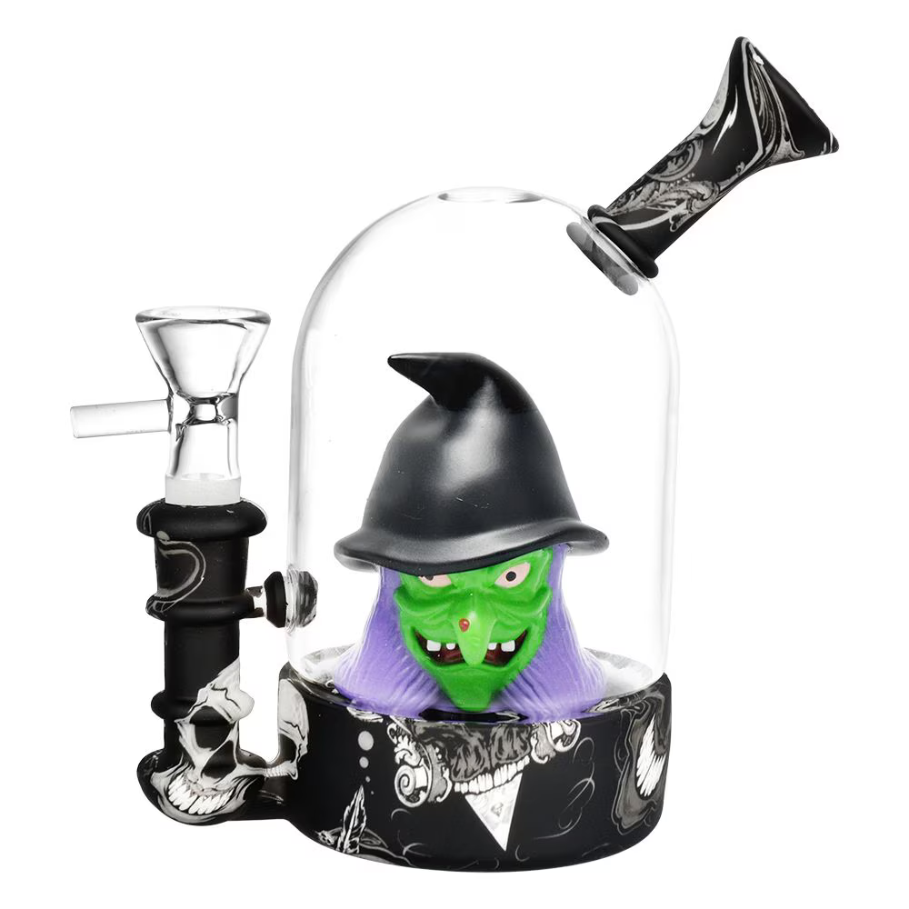 Spooky Witch Bell Jar Silicone & Glass Water Pipe | 5.5" | 14mm F