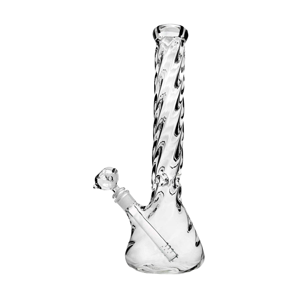 PILOT DIARY 16" Spiral Bong with clear glass and deep bowl, front view on white background