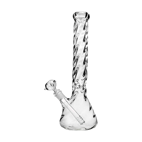 PILOT DIARY 16" Spiral Bong with clear glass and deep bowl, front view on white background