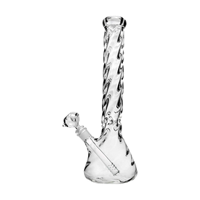 PILOT DIARY 16" Spiral Bong with clear glass and deep bowl, front view on white background