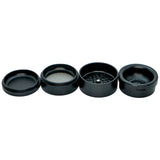 Stache Products Grynder 4pc/2.5" in Black, Disassembled View Showing All Parts