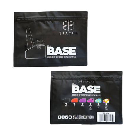 Stache Products The Base Proxy Attachment in black, front and back view, compact design for vaporizers