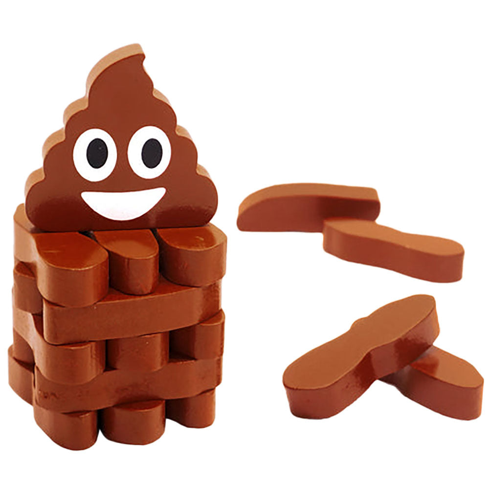 Stack the Poops Tower Game - Novelty Wood Block Stacking Game, Front View