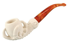 Standard Meerschaum Pipe - Claw Design with a 0.7" Bowl, Side View on White Background