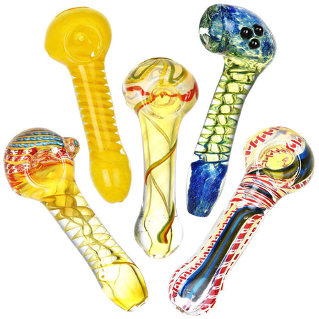 Assorted colors borosilicate glass spoon pipes, 20 pack, for dry herbs, extra small size, top view