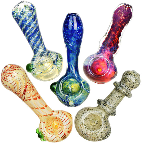 Assorted color borosilicate glass spoon pipes, 3.5" heavy wall design, 40 pack
