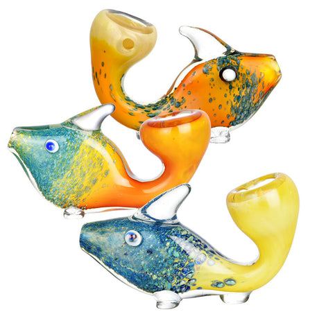 Colorful Tropical Fish Glass Sherlock Pipes, Thick Borosilicate, 4" Length