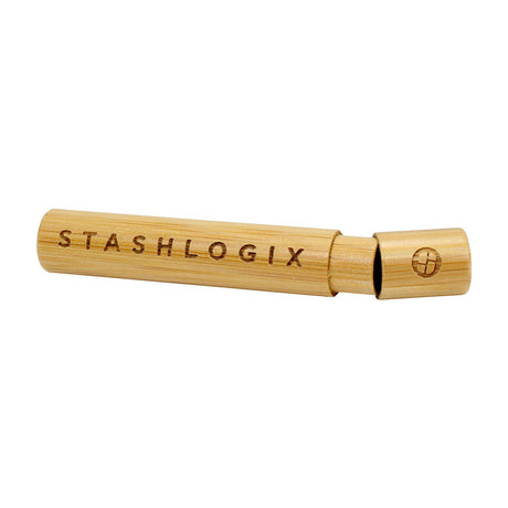 Stashlogix Bamboo StashTube, small size, portable design for dry herbs, front view on white background