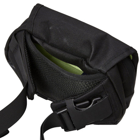 Stashlogix Durango Lockable Stash Sling Bag in Black, Partially Opened to Show Interior