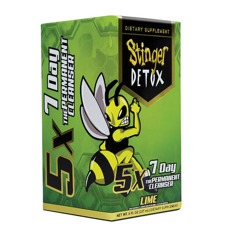 Stinger Detox 7 Day 5x Strength Permanent Cleanse in Lime Flavor, 8 oz Compact Bottle Front View
