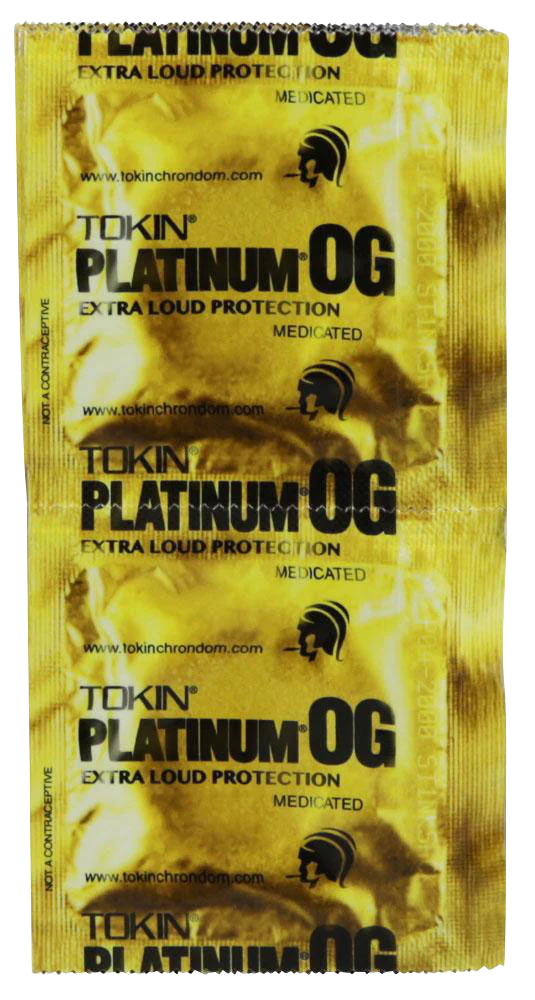 Stink Sack Tokin Platinum OG Smell-Proof Bags, 50 Pack, Gold, Closable Design, Front View