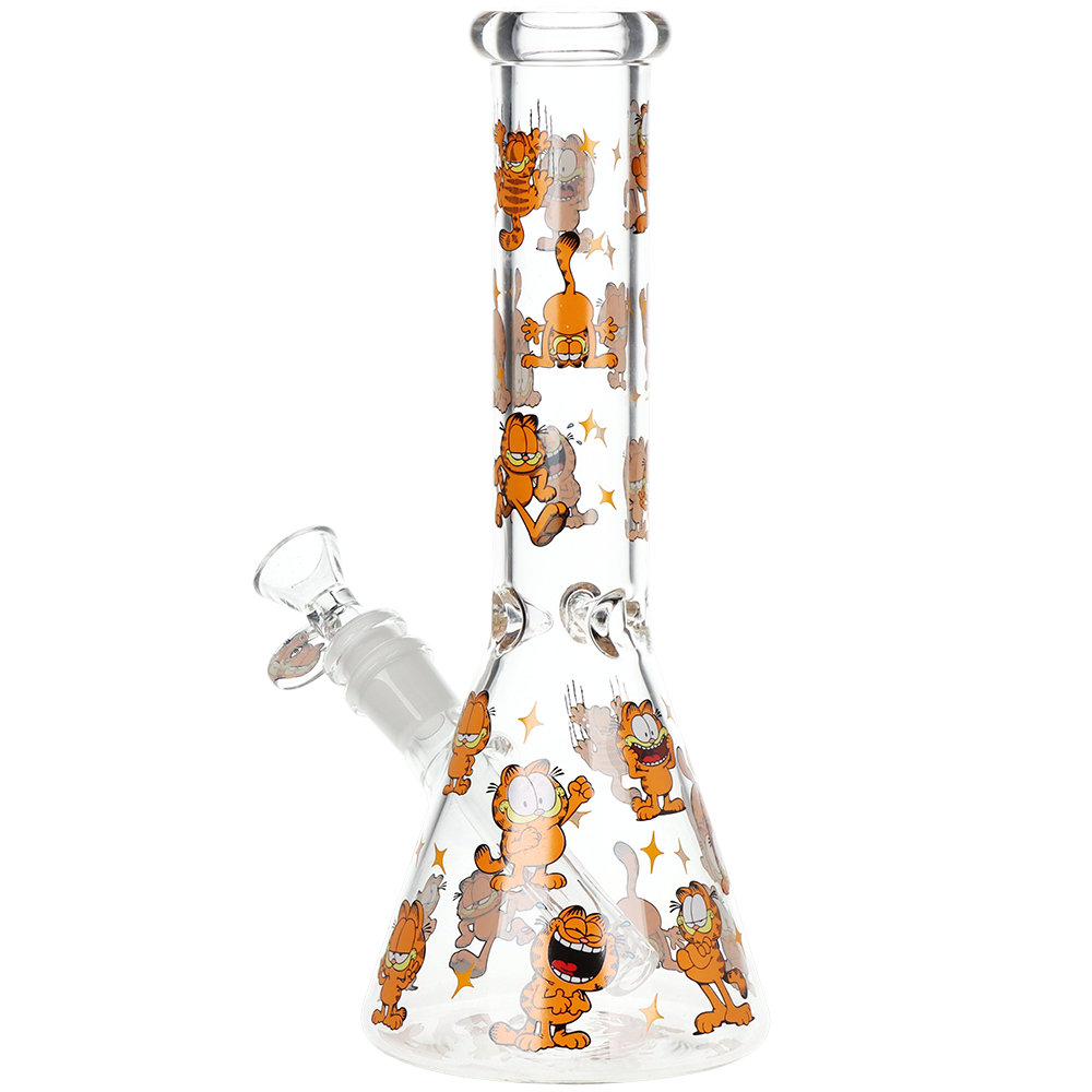 Stoned Orange Cat Beaker Glass Water Pipe | 10" | 14mm F